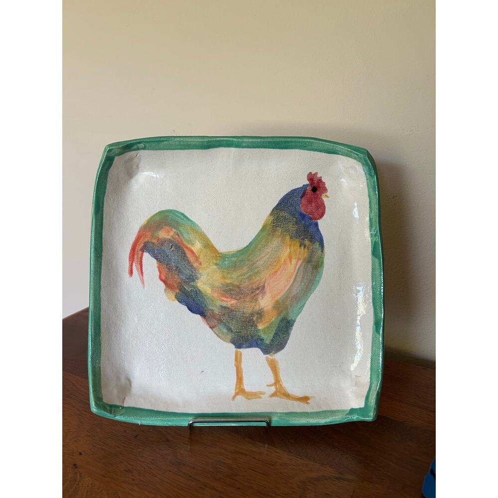 Ceramic Art Rooster Plate by Sherman Nobleman, Napa Valley